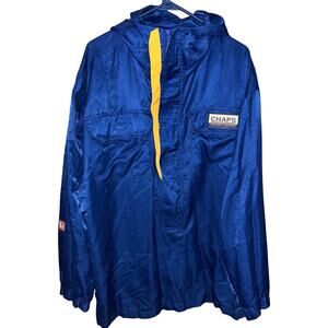 Vintage Chaps Ralph Lauren men’s blue yellow hooded nylon jacket (large)